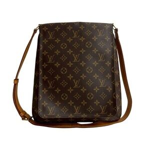 LOUIS VUITTON Authentic Vintage Brown Monogram Leather Pochette Shoulder Bag